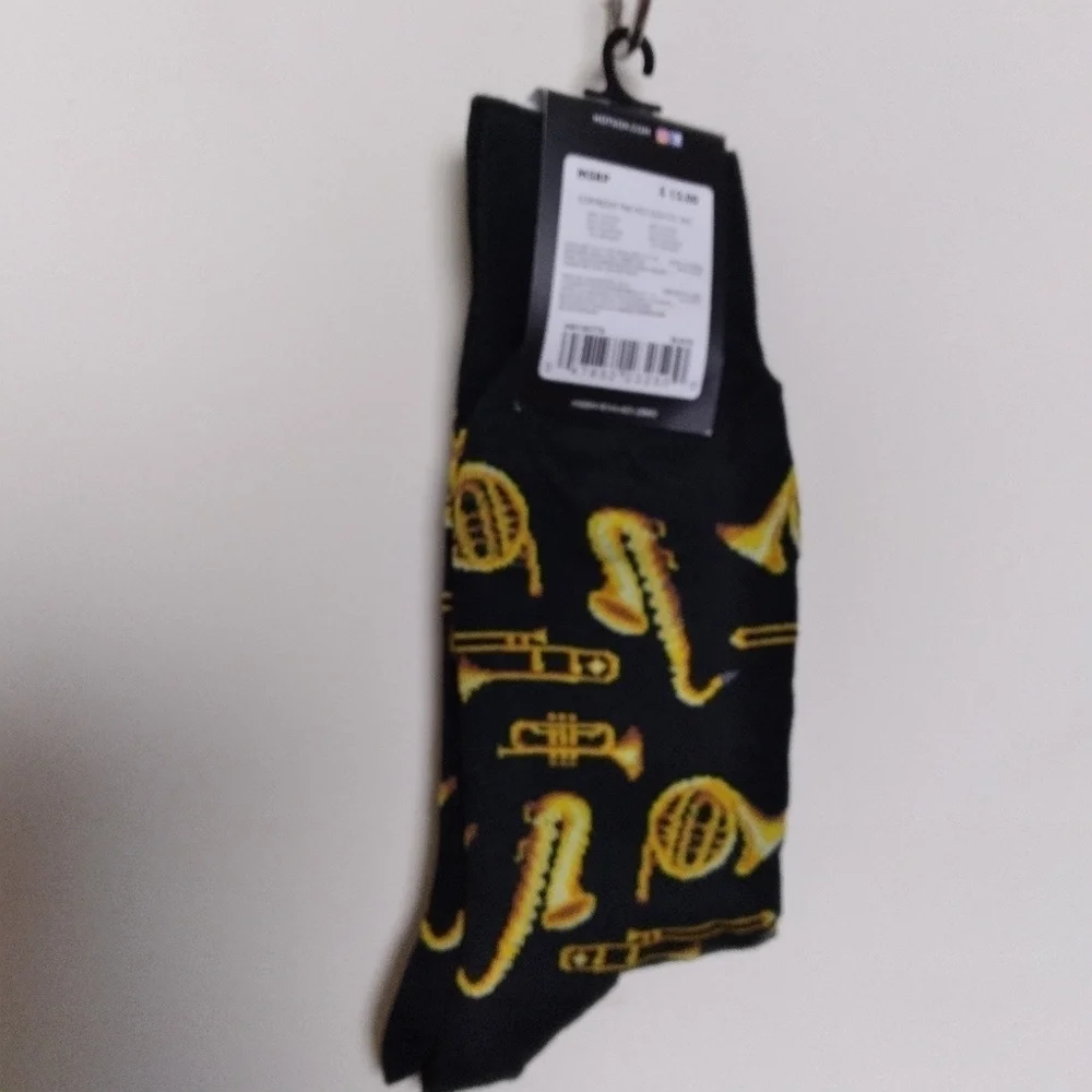 Men's Hot Sox Saxophone and Trumpet Print Novelty Casual Socks